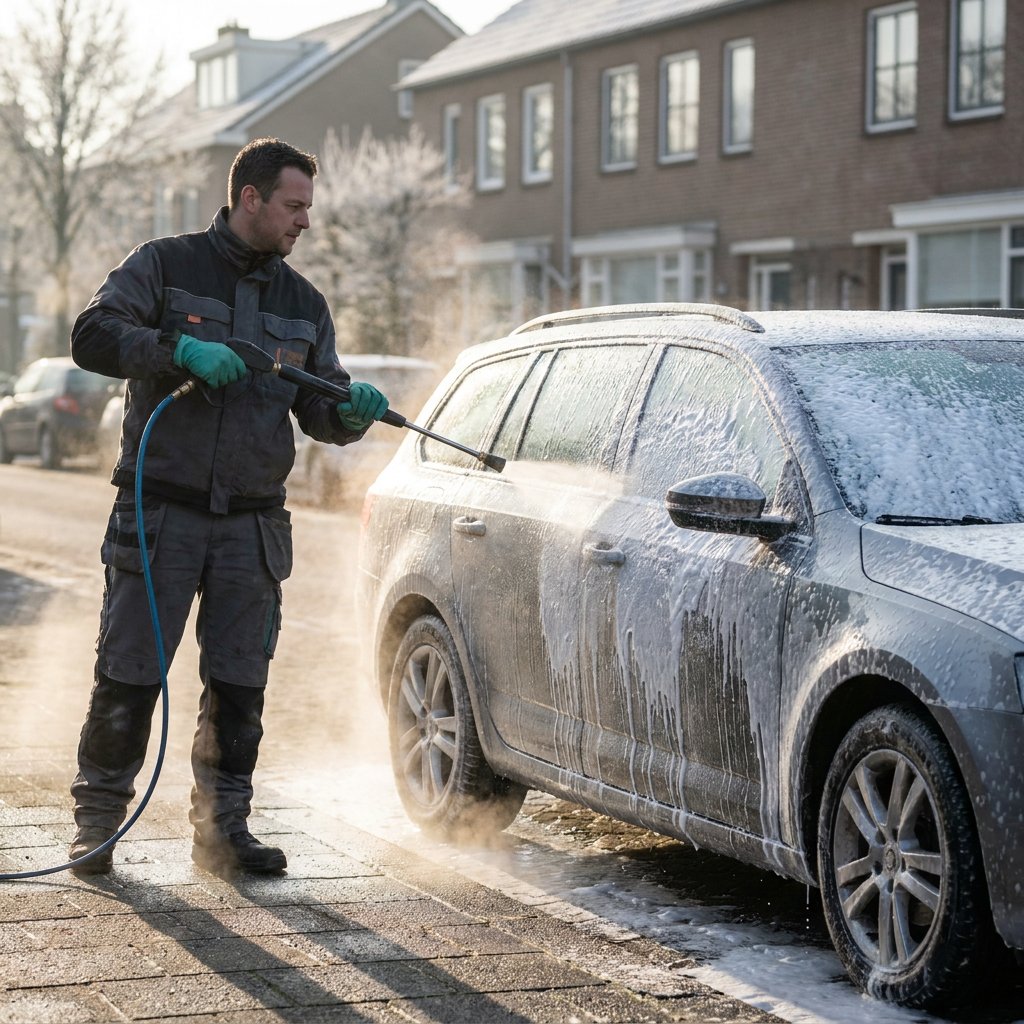 Auto wassen in de winter