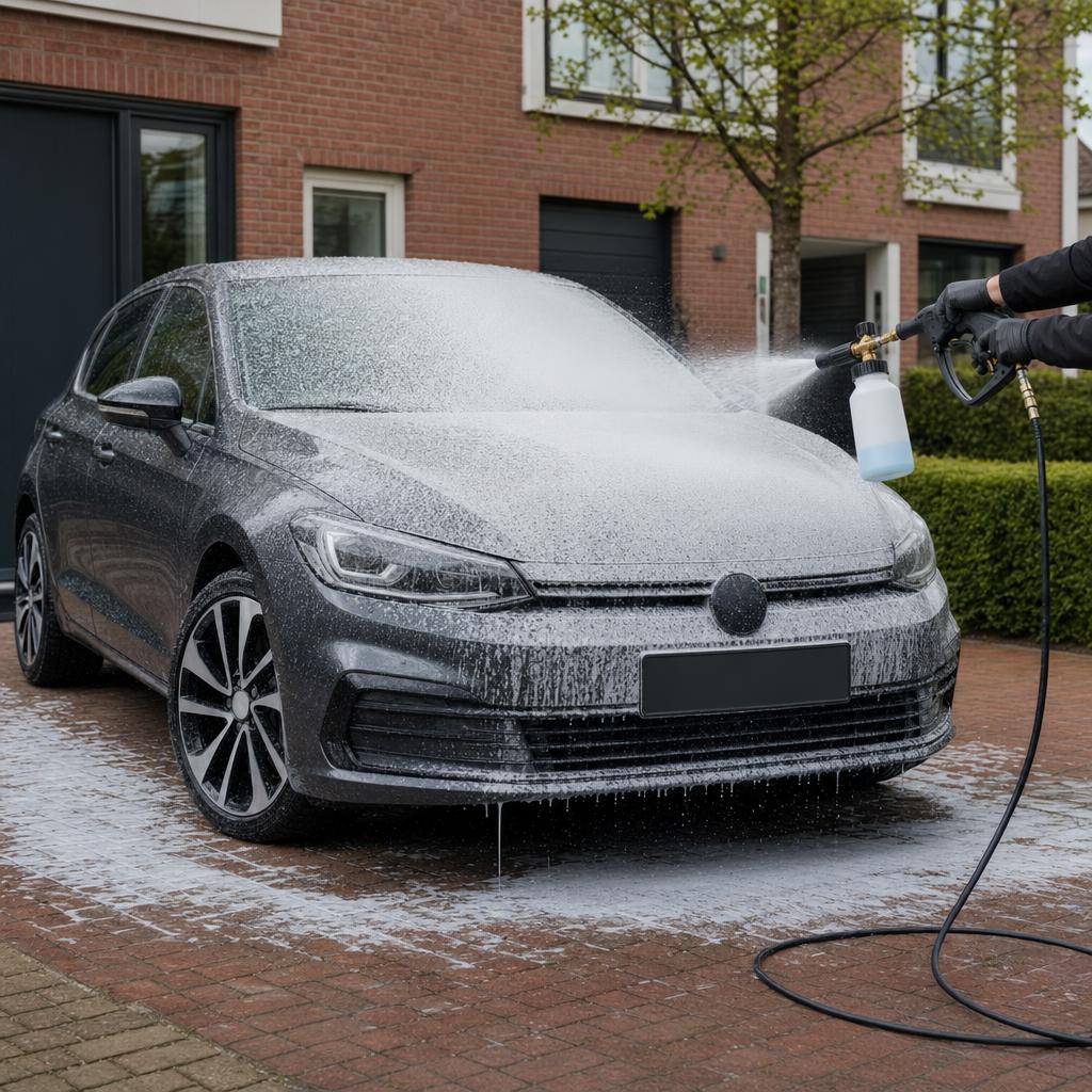 Foam gun auto gebruiken