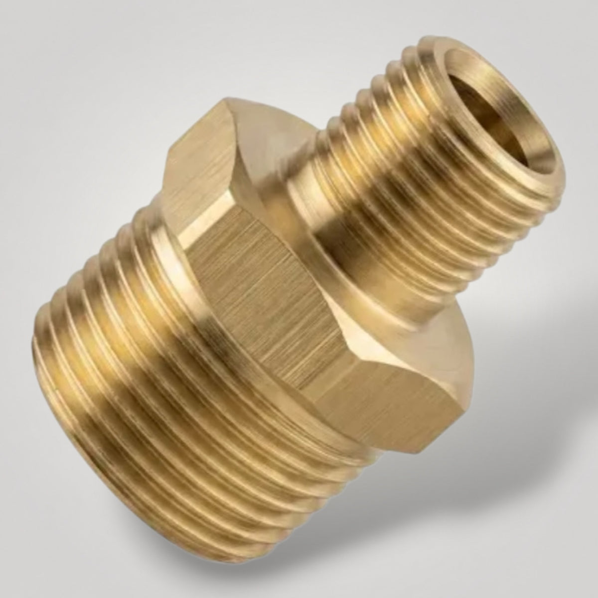 Messing Verloopnippel M22 naar 1/4 inch detail – WaxO'lux